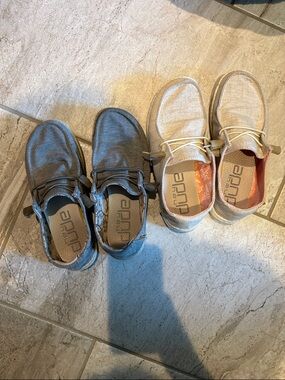 Hey Dude Slip-On Canvas Shoes in Light Gray and Beige